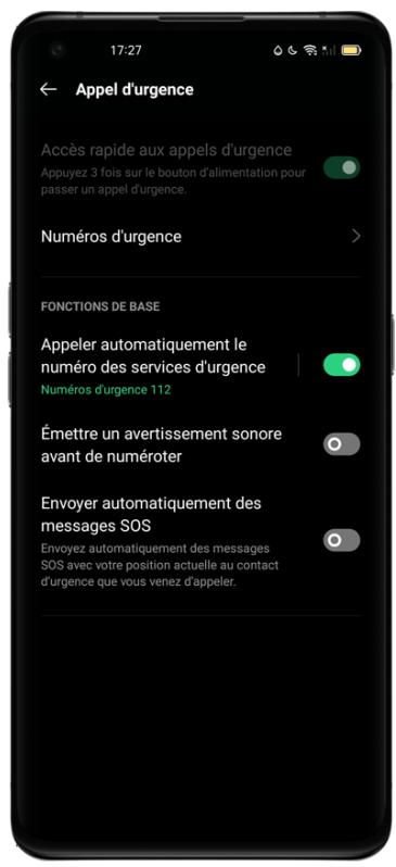 OPPO NUSFINDX3PRO - Numéros d'urgence : - 1
