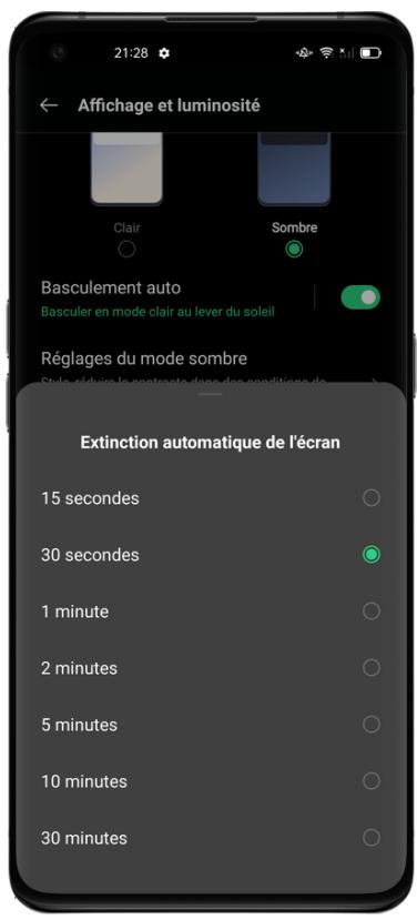 OPPO NUSFINDX3PRO - Extinction automatique de l'écran désactivée - 1