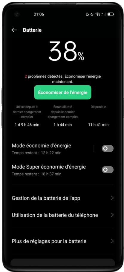 OPPO NUSFINDX3PRO - Options d'économie d'énergie - 1