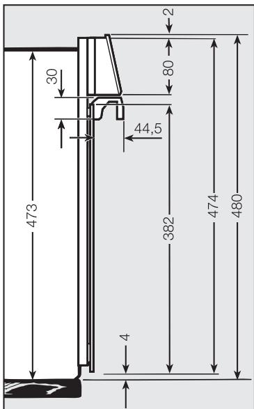 MIELE H5981BP - Dimensions détaillées de la façade - 1