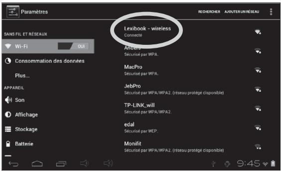 LEXIBOOK MFC375FRY - Comment activer la fonction Wi-Fi de la tablette - 9
