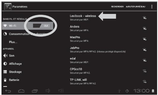 LEXIBOOK MFC375FRY - Comment activer la fonction Wi-Fi de la tablette - 6