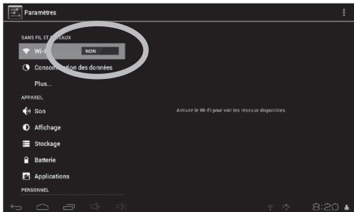 LEXIBOOK MFC375FRY - Comment activer la fonction Wi-Fi de la tablette - 4