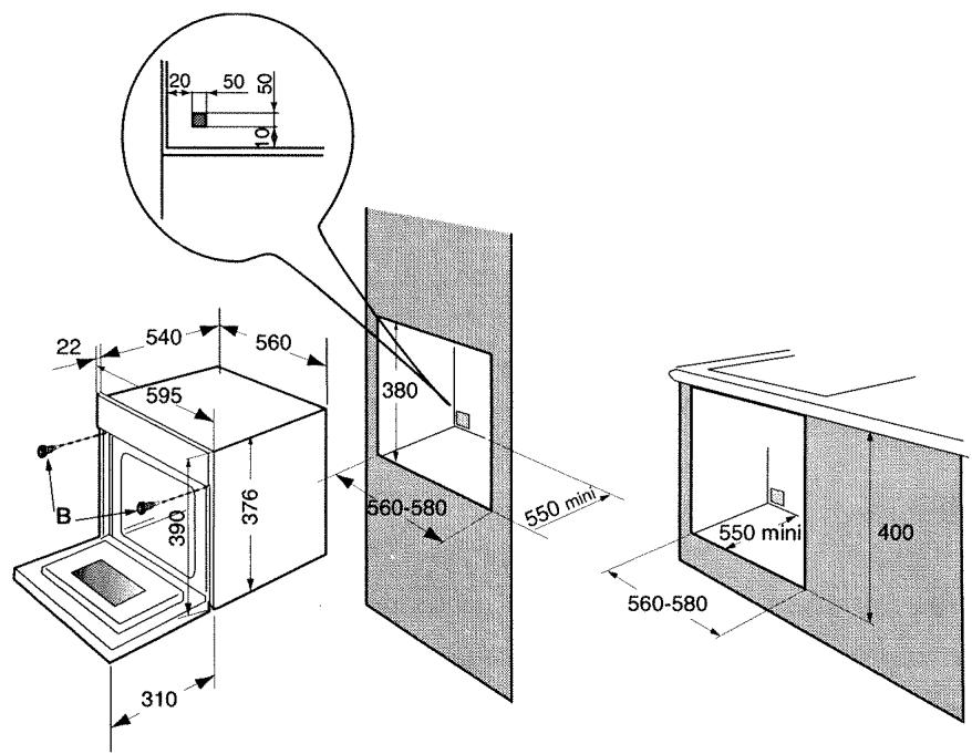 DE DIETRICH DME 399 XE1 - Dimensions utiles pour encastrer votre four - 1