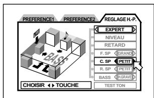 JVC XV-FA92 - Réglage de la taille des haut-parleurs (uniquement disponible avec la sélection EXPERT) - 1