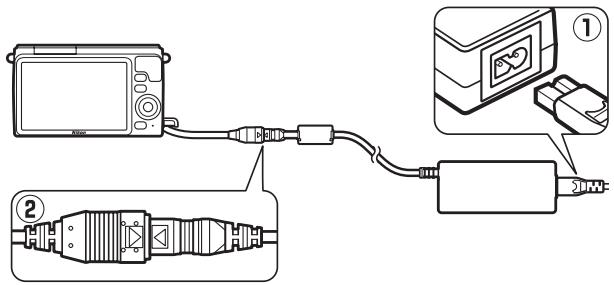 NIKON 1S1BK + 11-27.5 +30-110 - Raccordez l'adaptateur secteur. - 1