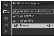 NIKON 1S1BK + 11-27.5 +30-110 - Sélectionnez la mise au point manuelle. - 1