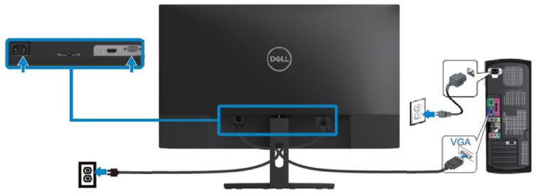 DELL SE2419H - Branchement du cable VGA - 1