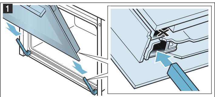 BOSCH HB672GBW1F - Accrocher la porte de l'appareil - 1