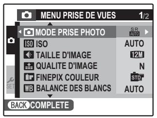 FUJIFILM Z 70 - Utilisation du menu Prise de vue - 1