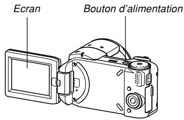 CASIO PRO EX-P505 - Ouvrez l'écran ou appuyez sur le bouton d'alimentation pour allumer l'appareil photo. - 1