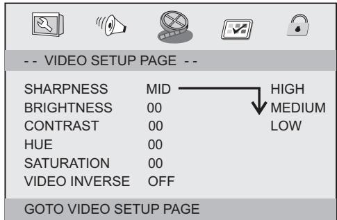 TAKARA DIV 109 - Page de configuration vidéo - 1