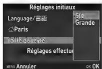 PENTAX Klcopic - Appuyez sur  pour selectionner [Taille du texte] puis appuyez sur  . - 1