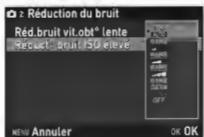 PENTAX Klcopic - Sélectionnez le niveau de réduction du bruit et appuyez sur OK. - 1