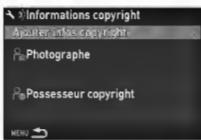 PENTAX Klcopic - Utilisez  pour définit [Ajouter info copyright]. - 1