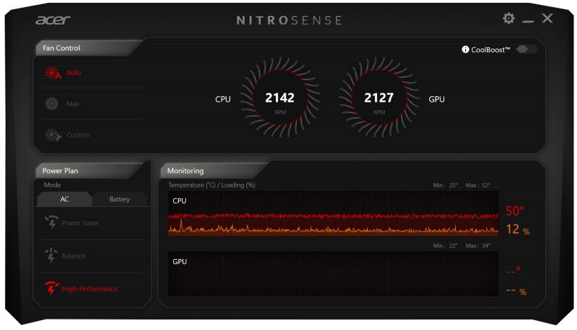 NITRO AN515-42-R6Y5 - L'écran principal de NitroSense - 1