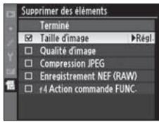 NIKON D3X - Suppression d'options dans le Menu personnelisé - 2