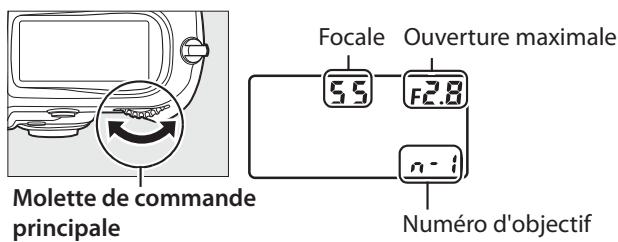 NIKON D3X - Utilisez la commande selectionnelle pour désir un numéro d'objectif. - 1