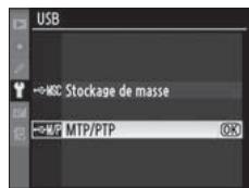 NIKON D3X - Sélectionnez [MTP/PTP]. - 1