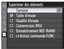 NIKON D3X - Suppression d'options dans le Menu personnelisé - 4