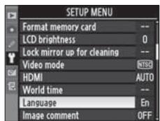 NIKON D3X - Sélectionnez [Language]. - 3