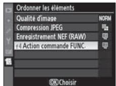 NIKON D3X - Réorganisation des options du Menu personnelisé - 2