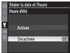 NIKON D3X - Activez ou désactivez l'heure d'été. - 2