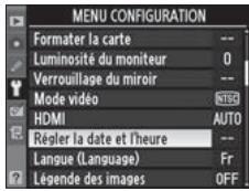 NIKON D3X - Sélectionnez [Régler la date et l'heure]. - 2