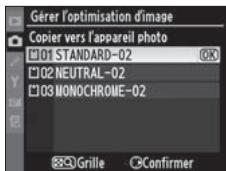 NIKON D3X - Copie des optimisations d'image personnalisées sur l'appareil photo - 6