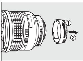 NIKON D3X - Retirez le bouchon arrêté de l'objet ainsi que le bouchon de boîtier de l'appareil photo. - 2