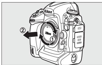 NIKON D3X - Retirez le bouchon arrêté de l'objet ainsi que le bouchon de boîtier de l'appareil photo. - 3