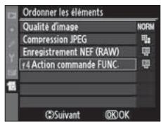 NIKON D3X - Réorganisation des options du Menu personnelisé - 4