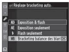 NIKON D3X - Sélectionnez le bracketing balance des blancs. - 1