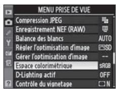 NIKON D3X - Sélectionnez [Espace colorimétrique]. - 2
