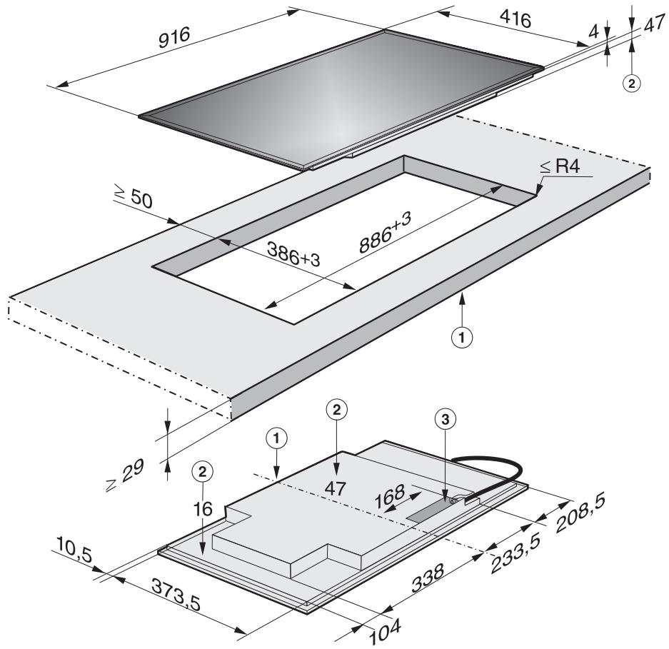 MIELE HM6629 - Cotes d'encastrement - 3