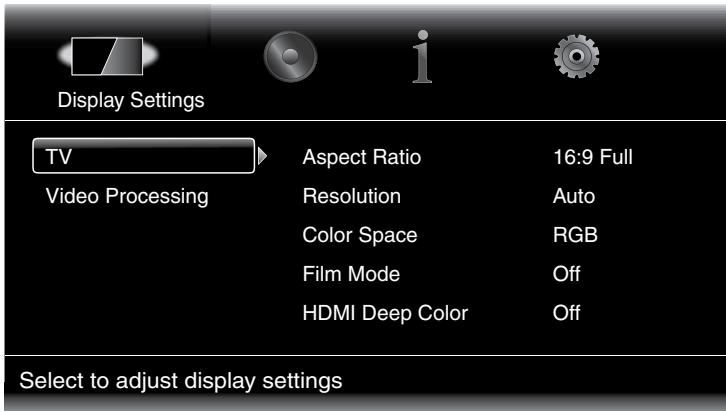 HARMAN KARDON BDT30 MKII - Paramètres d'affichage - 1