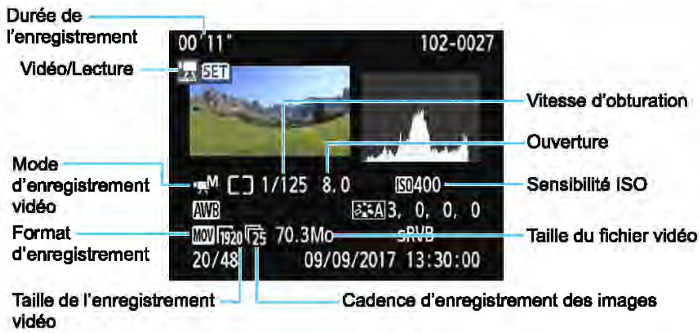 CANON EOS 4000D+18-55iiic - Exemple d'affichage des informations sur la video - 1