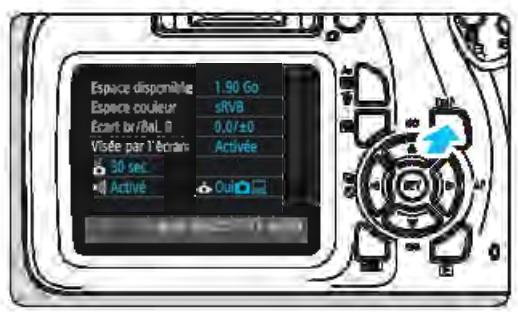CANON EOS 4000D+18-55iiic - DISP Vérification des réglages de l'appareil photo - 1