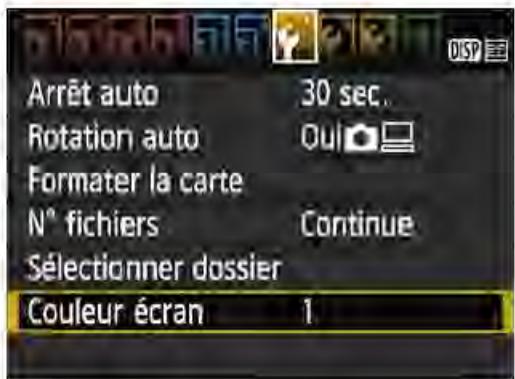 CANON EOS 4000D+18-55iiic - MENU Modification des couleurs de I'ecran des réglages de prise de vue - 1