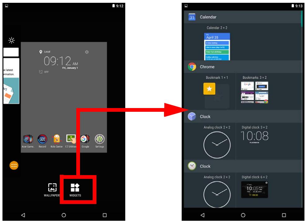 ACER B1-780-K8EF - Ajouter des widgets à un écran d'accueil - 1