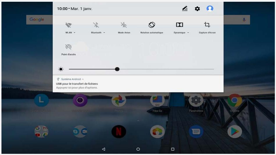 LENOVO TABLETEMULTIMEDIATABE10 - Notifications et paramètres rapides - 1
