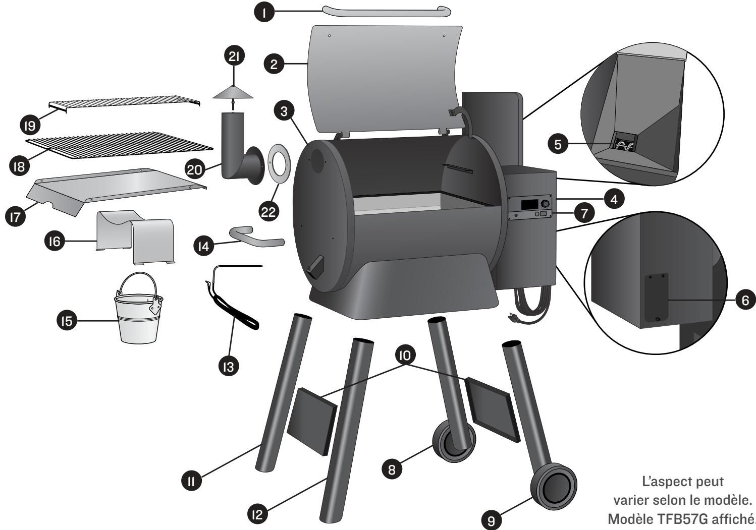 TRAEGER TFB78GLEC - PIECES ET CARACTERISTIQUES DU BARBECUE - 1