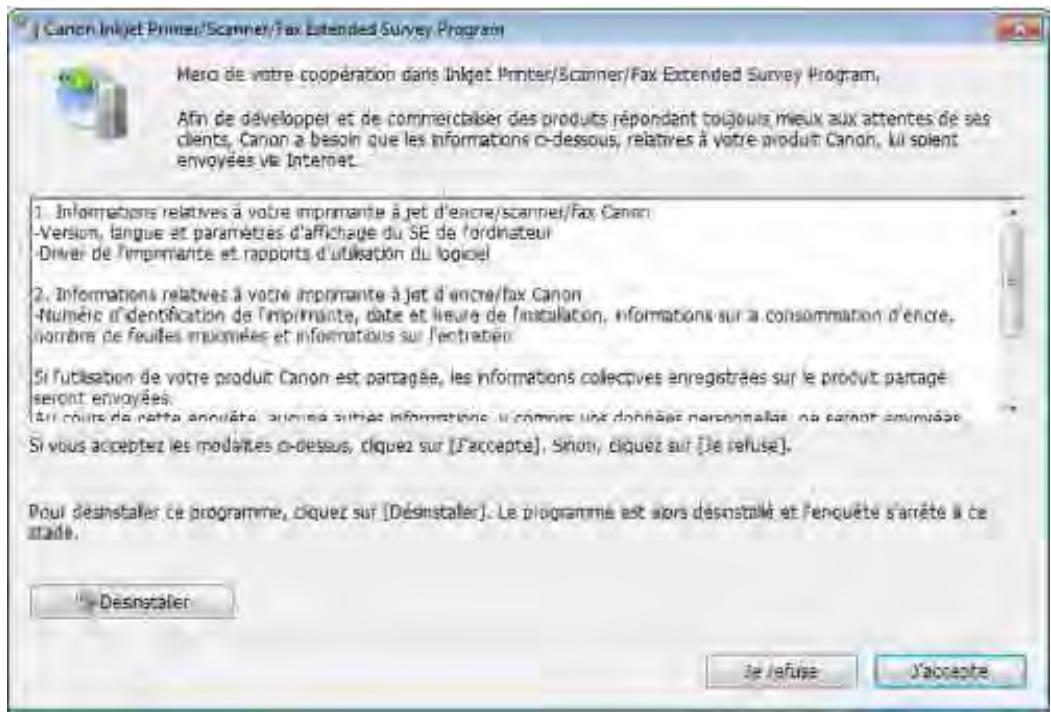CANON MG2555C - L'écran Inkjet Printer/Scanner/Fax Extended Survey Program s'affiche - 1