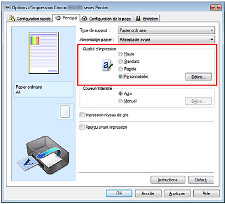 CANON MG2555C - Définition d'un niveau de qualité d'impression (Personnalisé) - 1