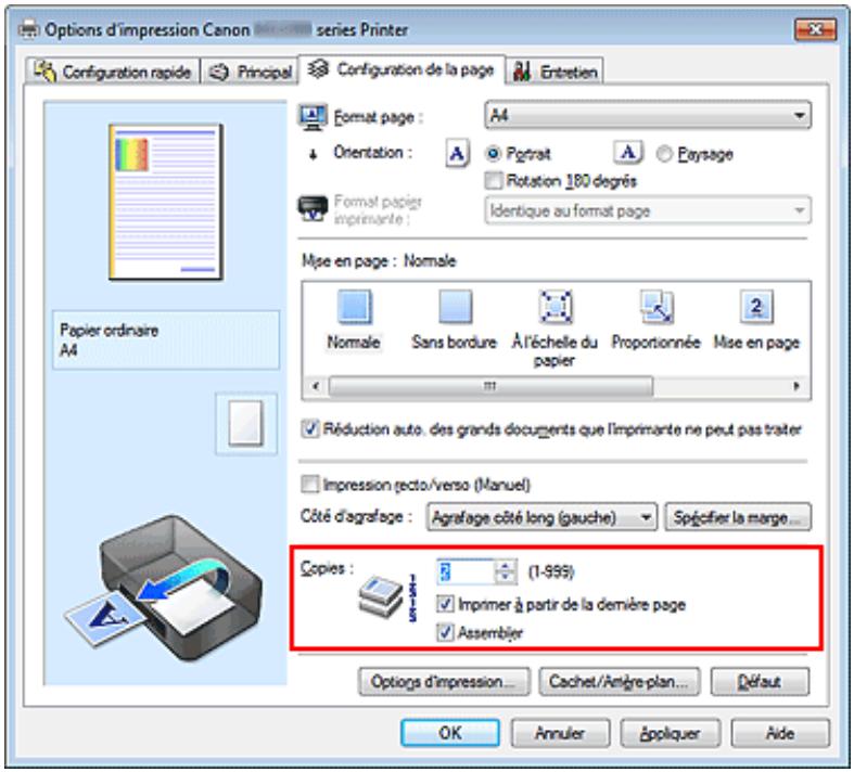 CANON MG2555C - Définition du nombre de copies et de l'ordre d'impression - 1