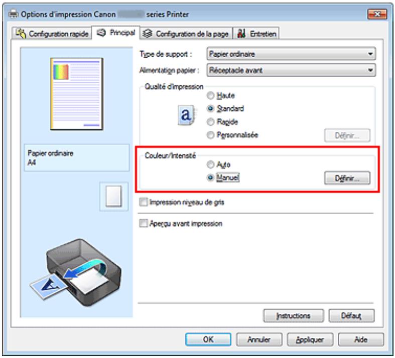 CANON MG2555C - Réglage de l'intensité/du contraste à l'aide de modèles (pilot d'imprimante) - 1