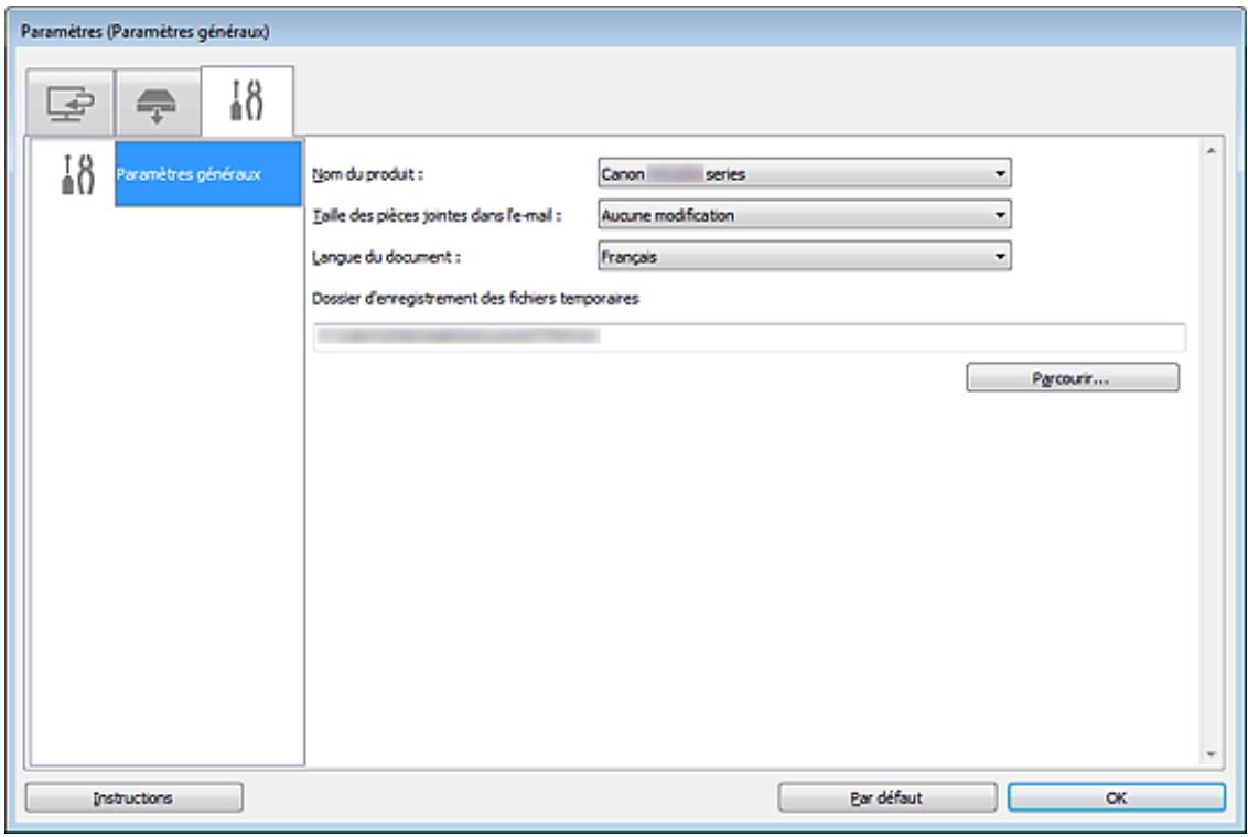 CANON MG2555C - Boîte de dialogue Paramètres (Paramètres généraux) - 1