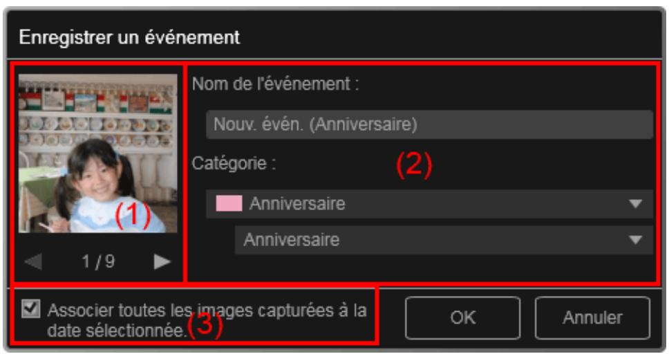 CANON MG2555C - Boîte de dialogue Enregistrer un événement - 1