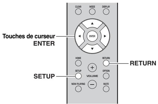 YAMAHA R-NSOSD - Configuration des diverses fonctions (menu SETUP) - 1