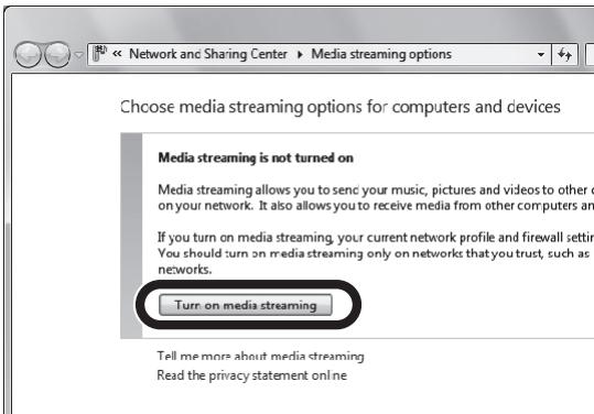 YAMAHA R-NSOSD - Cliquez sur « Turn on media streaming » - 1